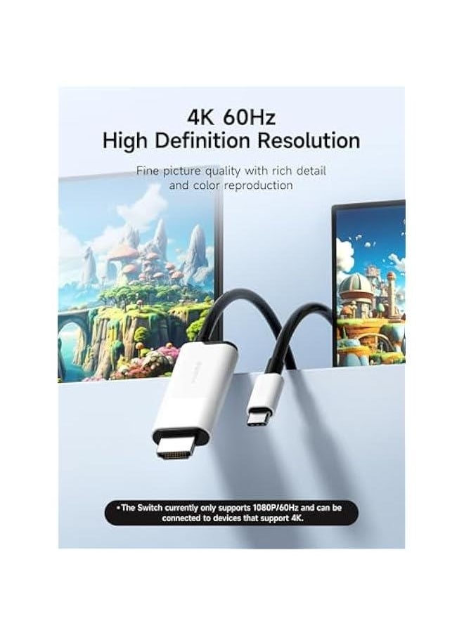 Generic - Switch Dock for Nintendo Switch OLED, USB C to HDMI Cable Adapter with 4K@60Hz HDMI, 100W Power Delivery, Type-C to HDMI Adapter for Laptop, Tablet, SteamDeck, ROG Ally (White 60Hz) - Image 1
