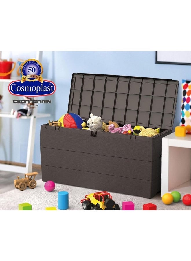 Cosmoplast UV Resistant Plastic Resin Deck Storage Box Brown 270 L IFOFCB001  - Image 3