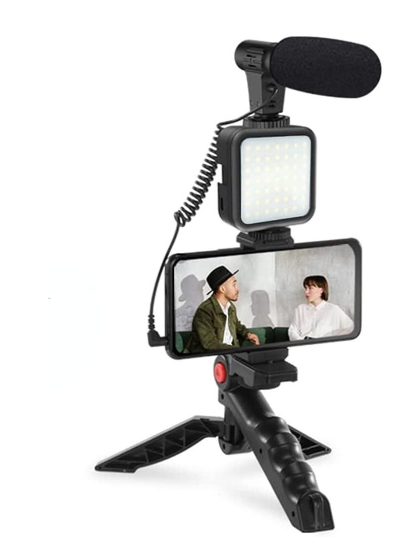 ELTRAZONE Smartphone & Camera Vlogging Studio Kits Video Shooting Photography Suit with Microphone LED Fill Light Mini Tripod - Image 1