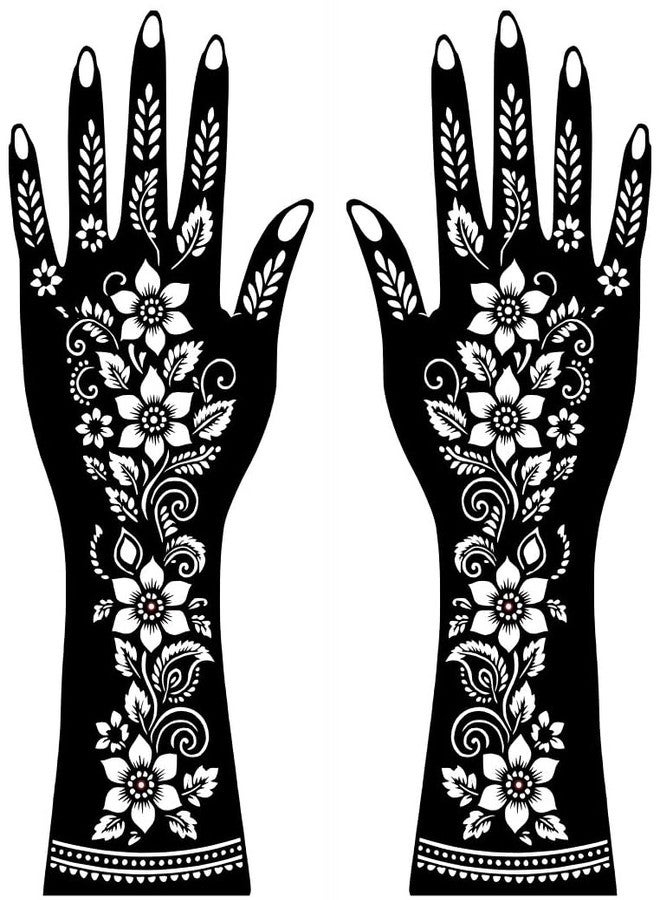 Komstec Mehndi Design Stencil Sticker Sheet for Wedding Looks One Set for Hands Easy-to-Use Henna Mehndi - Image 2
