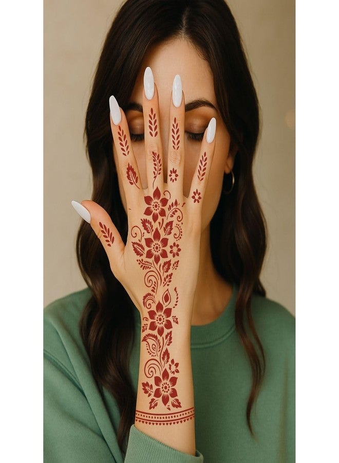 Komstec Mehndi Design Stencil Sticker Sheet for Wedding Looks One Set for Hands Easy-to-Use Henna Mehndi - Image 4