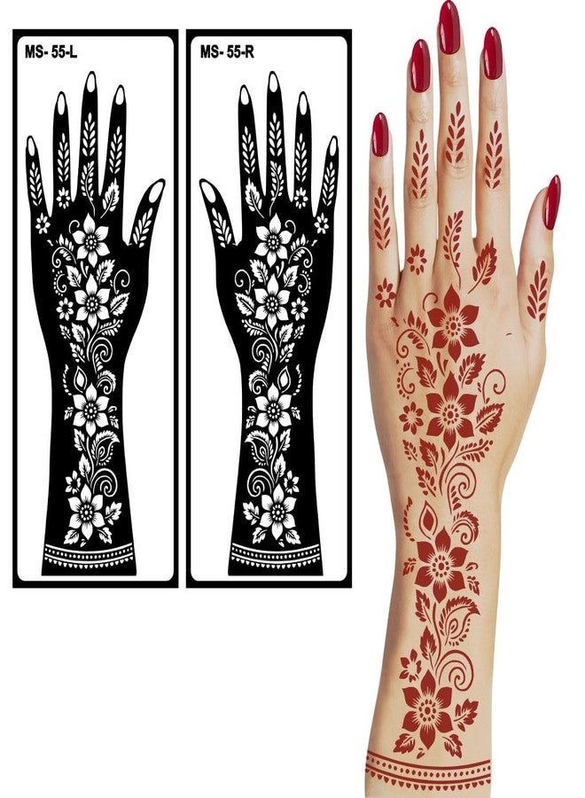 Komstec Mehndi Design Stencil Sticker Sheet for Wedding Looks One Set for Hands Easy-to-Use Henna Mehndi - Image 5