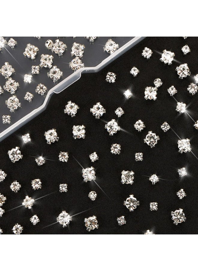 UHOMENY - Rhinestones, Uhomeny 360Pcs Clear Crystal Sew On Rhinestone Glass Claw Rhinestone Gems Stones Rhinestone For Craft Diamond Stone Metal Back Prong Setting Craft For Jewelry Clothes Shoes Costume - Image 1