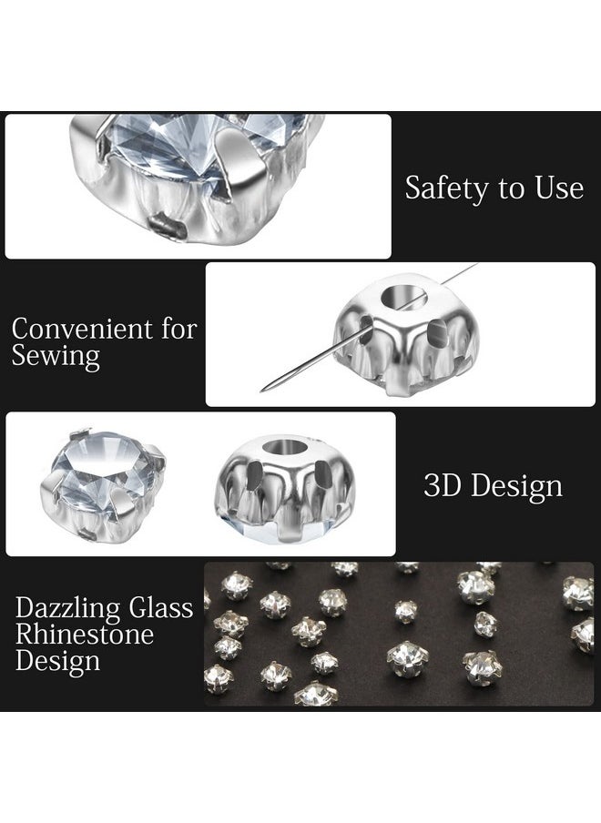 UHOMENY - Rhinestones, Uhomeny 360Pcs Clear Crystal Sew On Rhinestone Glass Claw Rhinestone Gems Stones Rhinestone For Craft Diamond Stone Metal Back Prong Setting Craft For Jewelry Clothes Shoes Costume - Image 1