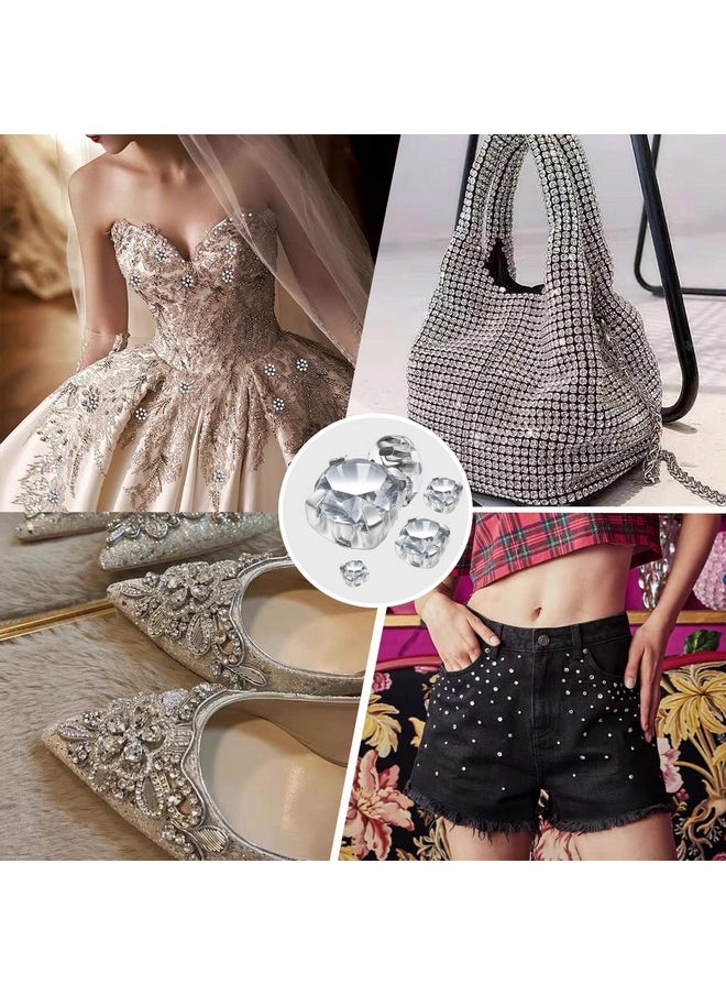 UHOMENY - Rhinestones, Uhomeny 360Pcs Clear Crystal Sew On Rhinestone Glass Claw Rhinestone Gems Stones Rhinestone For Craft Diamond Stone Metal Back Prong Setting Craft For Jewelry Clothes Shoes Costume - Image 1