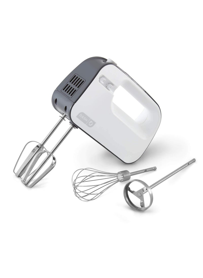 Dash Dash SmartStore Deluxe Compact Electric Hand Mixer  Whisk and Milkshake Attachment for Whipping Mixing Cookies Brownies Cakes Dough Batters Meringues  More 3 Speed 150Watt  Grey 