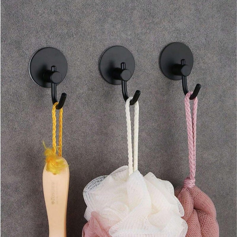 Boniry 4 Pack Wall Adhesive Hooks, Waterproof Stainless Steel Wall Hook,Best Use Kitchen and Bathroom, self Adhesive Hooks Heavy Duty for Towel and Kitchen Accessories Item (Big Round Black Hook) - Image 3