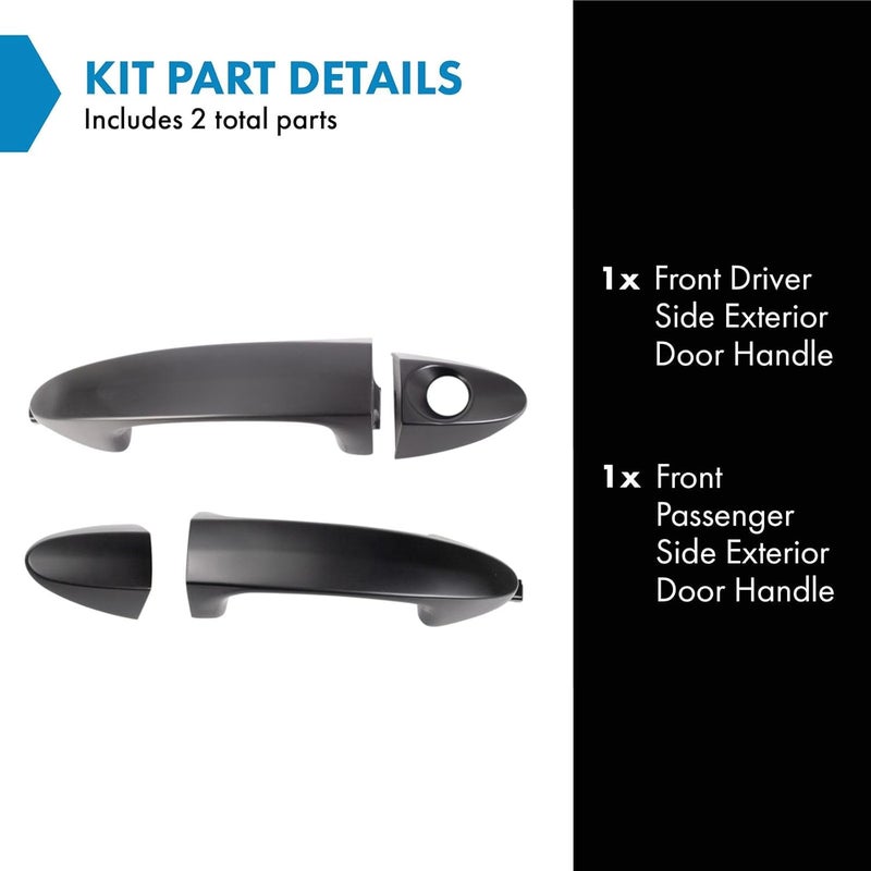 TRQ Left and Right Exterior Door Handle Set for 2011-2019 Ford Fiesta - Image 2