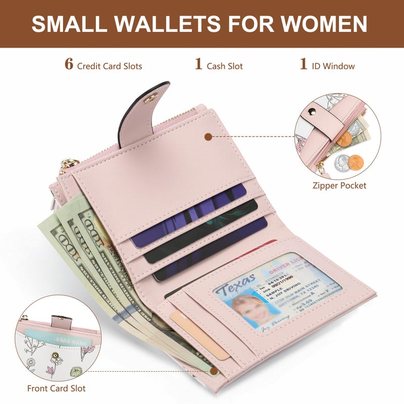 yiijay Small Wallet for Women RFID Blocking Tassle Bifold Slim Thin Leather Wallet Credit Card Holder Wallet Ladies Mini Wallet with Zipper Pocket - Image 2