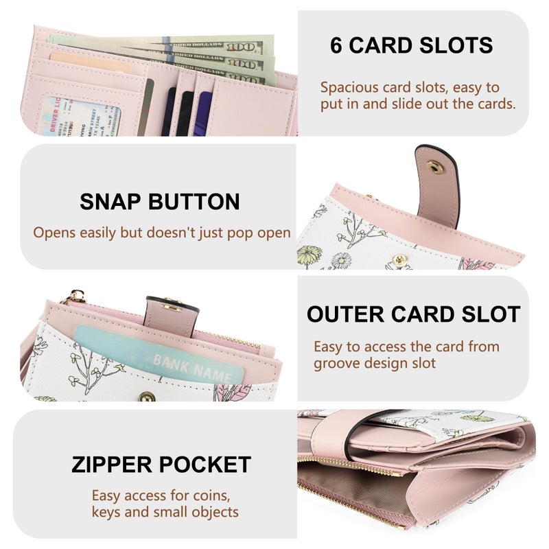 yiijay Small Wallet for Women RFID Blocking Tassle Bifold Slim Thin Leather Wallet Credit Card Holder Wallet Ladies Mini Wallet with Zipper Pocket - Image 3
