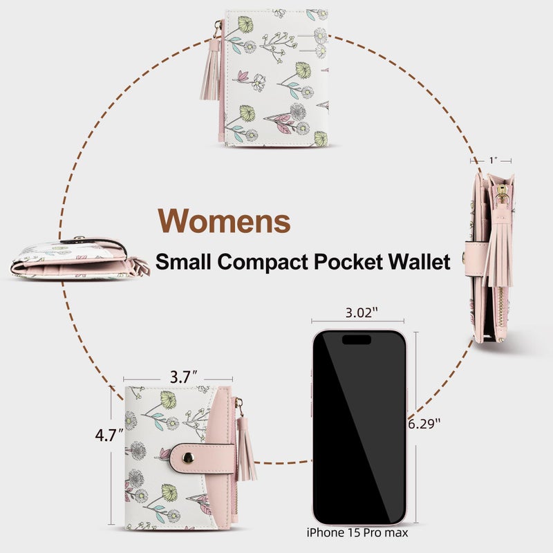 yiijay Small Wallet for Women RFID Blocking Tassle Bifold Slim Thin Leather Wallet Credit Card Holder Wallet Ladies Mini Wallet with Zipper Pocket - Image 4