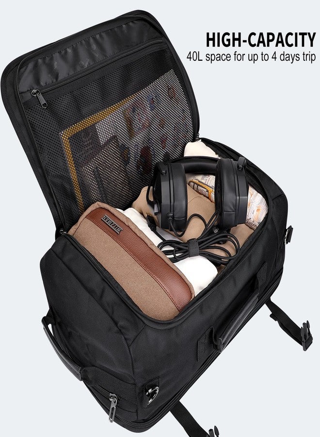 WITZMAN Carry On Travel Backpack for Men Women Laptop Backpack Bag 40L Airline Approved(B686 Black) - Image 4