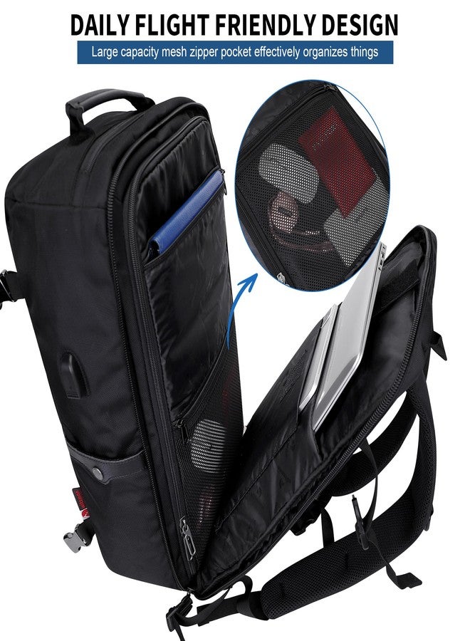 WITZMAN Carry On Travel Backpack for Men Women Laptop Backpack Bag 40L Airline Approved(B686 Black) - Image 3