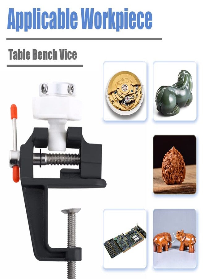 Mesee Universal Mini Table Bench Vice Small Walnut Clamps Workbench Carving Drill Press Clamping Vise for Jewelry Nuclear Watch Repairing DIY Craft Sculpture Clip On Tool - Black - Image 5