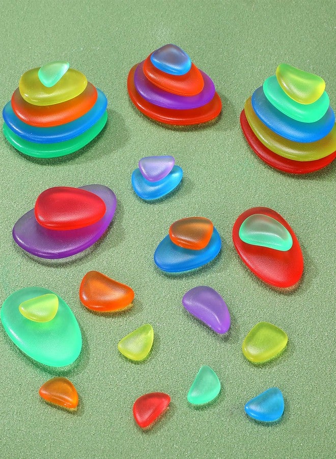 Simgoing 144 Pcs Rainbow Stacking Stones Colorful Pebbles Sorting and Stacking Stones Light Table Accessories Manipulatives Educational Toys for Preschool Kindergarten Montessori Toys, 6 Colors - Image 5