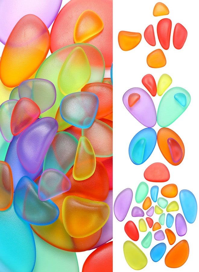 Simgoing 144 Pcs Rainbow Stacking Stones Colorful Pebbles Sorting and Stacking Stones Light Table Accessories Manipulatives Educational Toys for Preschool Kindergarten Montessori Toys, 6 Colors - Image 1