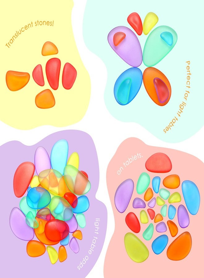 Simgoing 144 Pcs Rainbow Stacking Stones Colorful Pebbles Sorting and Stacking Stones Light Table Accessories Manipulatives Educational Toys for Preschool Kindergarten Montessori Toys, 6 Colors - Image 2