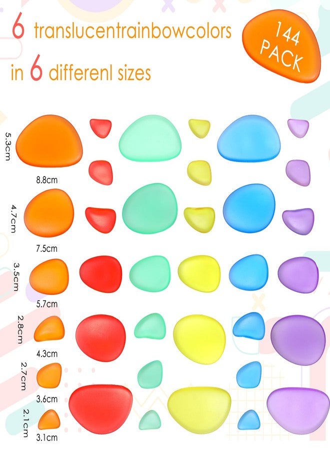 Simgoing 144 Pcs Rainbow Stacking Stones Colorful Pebbles Sorting and Stacking Stones Light Table Accessories Manipulatives Educational Toys for Preschool Kindergarten Montessori Toys, 6 Colors - Image 3