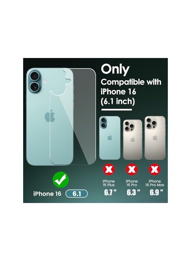 PROMASS 3 in 1 Screen Protector for iPhone 16, Front and Back Tempered Glass Screen Protector, Camera Lens Protector Ultra Thin Bubble Free(6.1 inch) - Image 2