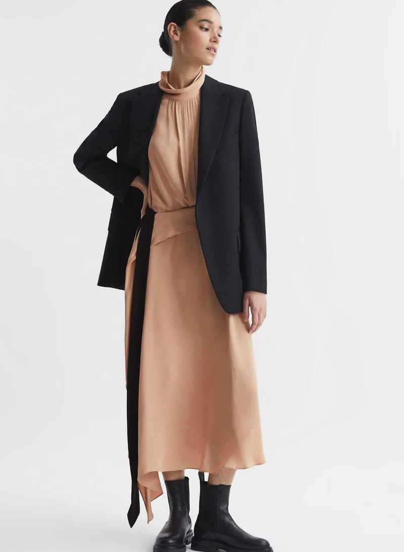 REISS Tie-Neck Midi Dress