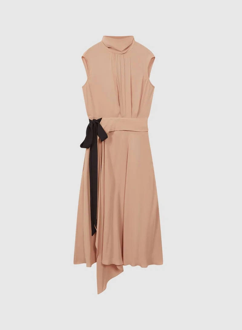 REISS Tie-Neck Midi Dress