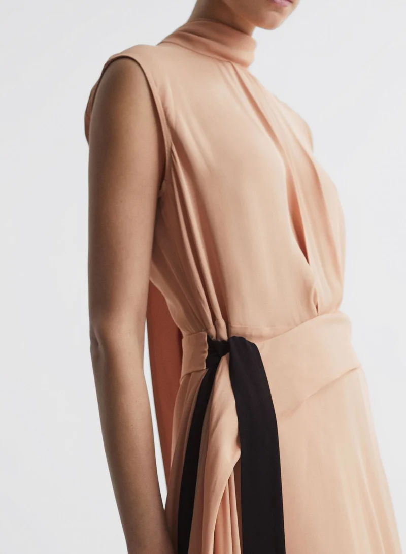 REISS Tie-Neck Midi Dress