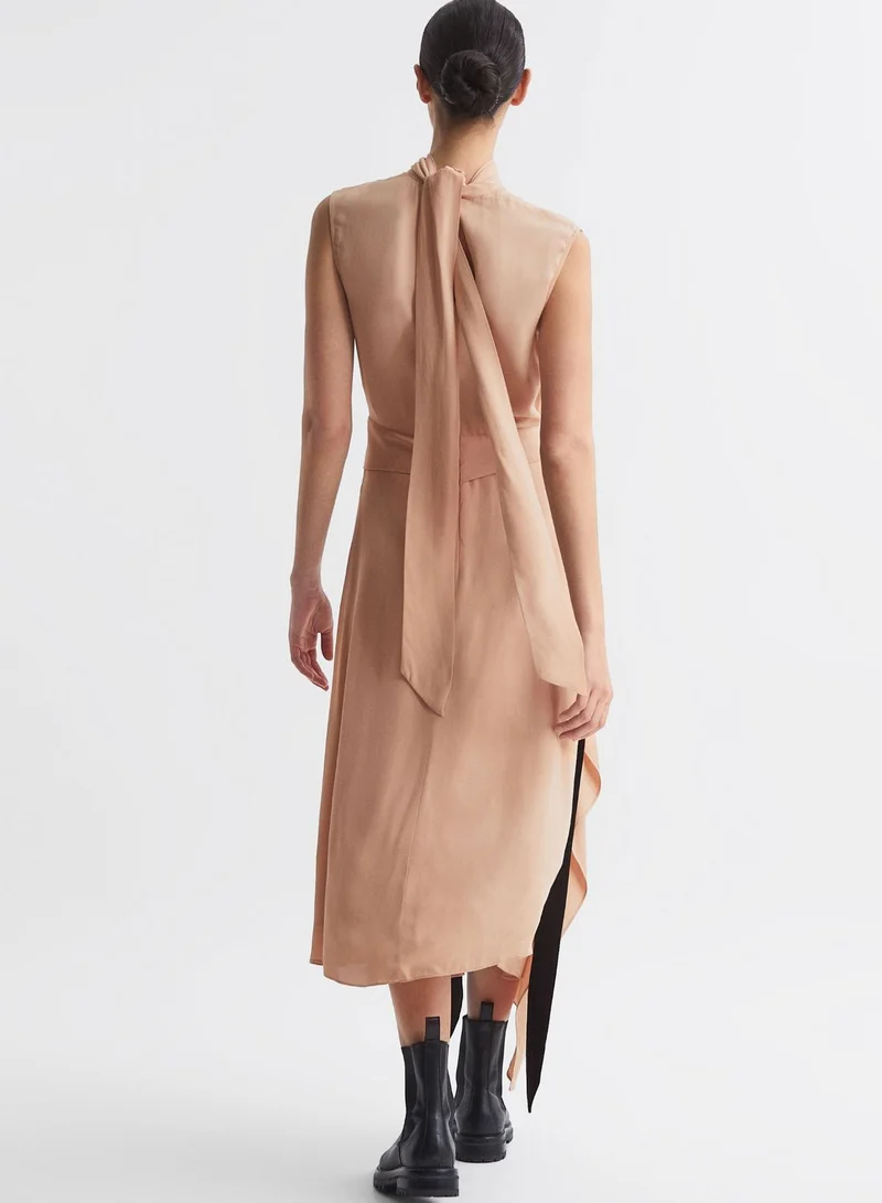 REISS Tie-Neck Midi Dress