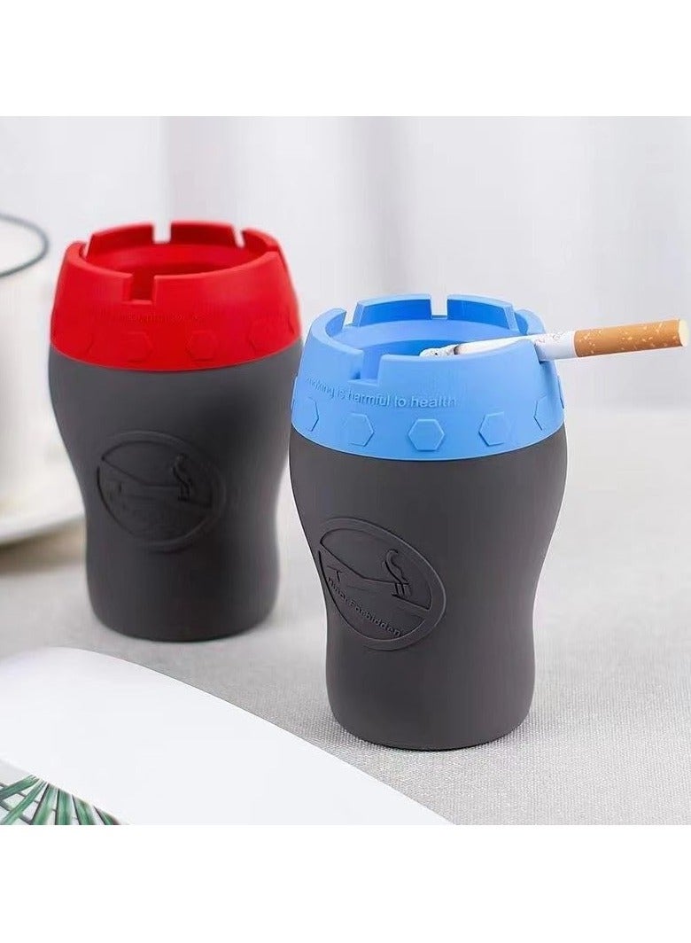 LEDIN Ashtray Car Portable Ashtray Cigarette Cup Car Butt Bucket Smoke Ash Tray Holder Case For Car Home Accessories Candy Color Ash Trays(Blue)  - Image 3