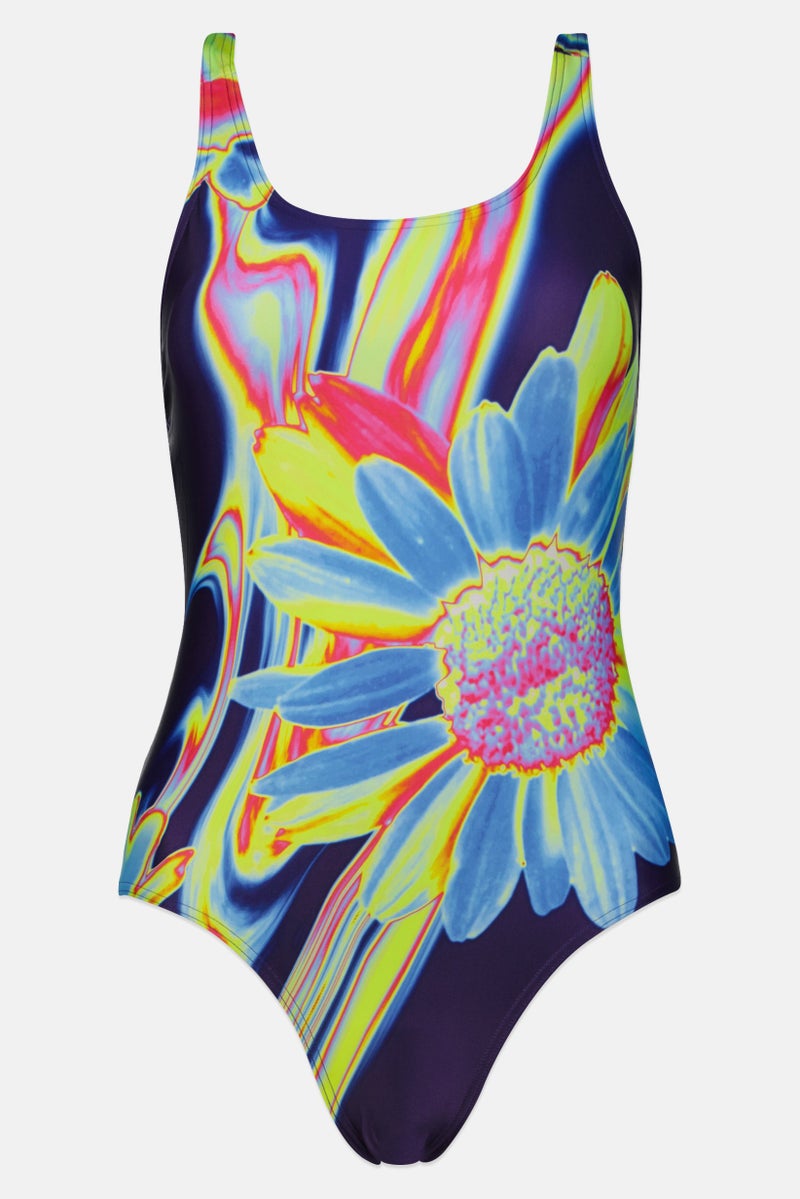 Adidas Women Floral Print Padded One Piece Swimwear, Multicolor  - Image 2