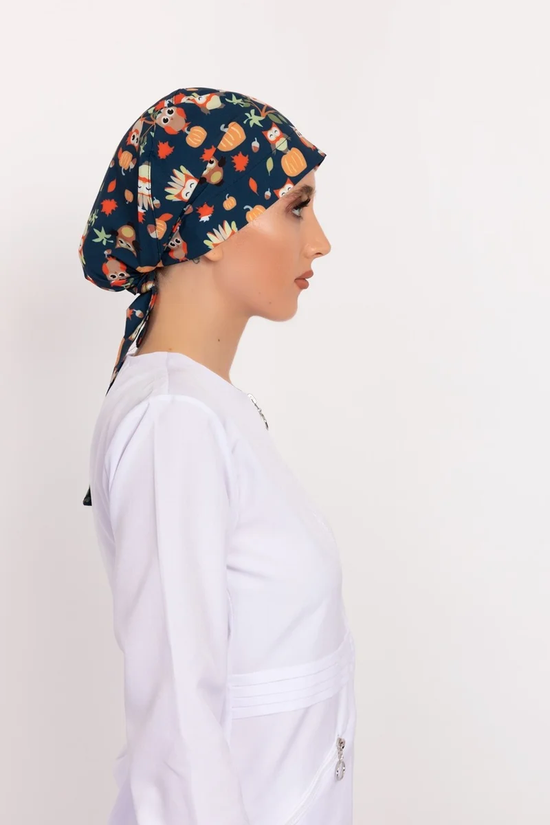 Nur Medikal Giyim Nur Medical Clothing Pumpkin Owl Hijab Doctor Nurse Hospital Chef Surgical Bonnet