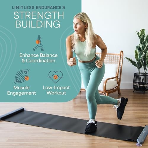 Lifepro Exercise Slide Board Sliding Mat for Endurance and Strength Building Workouts Hockey Skating and Core Training Equipment with Booties - Image 3