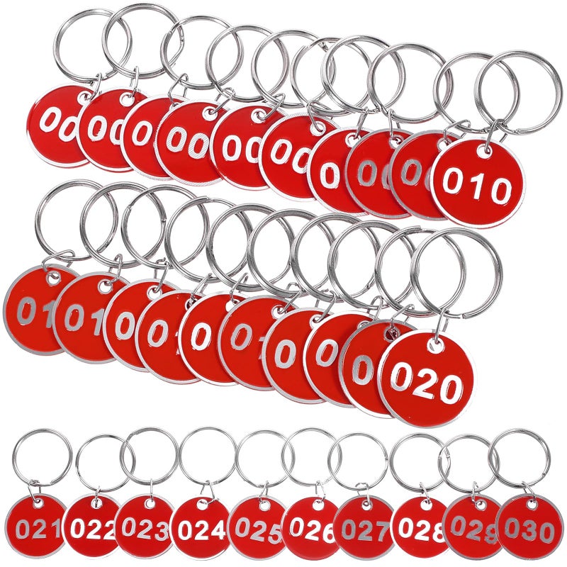 30 Pcs Aluminum Alloy Number Key Tags with Rings for Key Identification Office School Use - Image 2