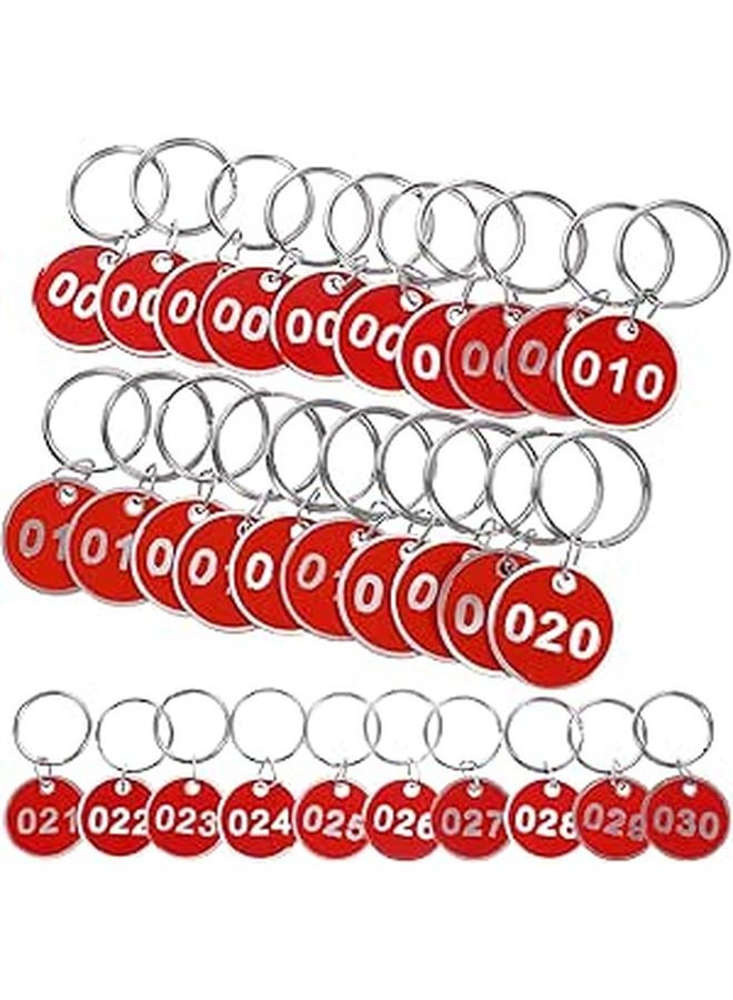 30 Pcs Aluminum Alloy Number Key Tags with Rings for Key Identification Office School Use - Image 1