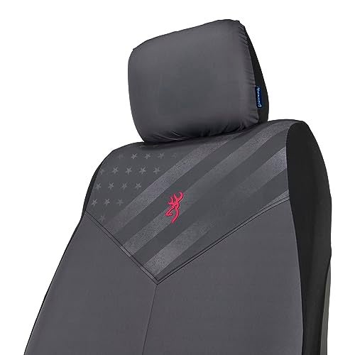 Browning Universal Low Back and Bench Seat Covers, Water and Dirt Resistant Car, Truck, and SUV Seat Covers, Traditional (Gray/Flag), Low Back (Single) - Image 4