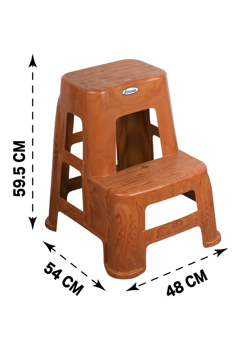 ESQUBE Plastic Ladder Step Stool Brown - Image 2