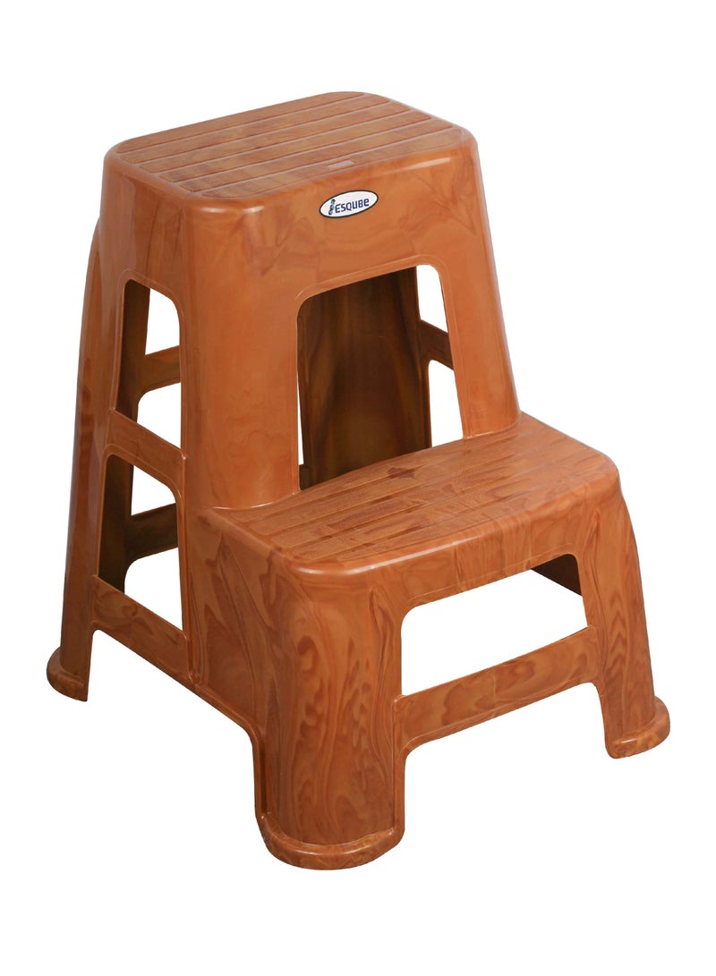 ESQUBE Plastic Ladder Step Stool Brown - Image 1