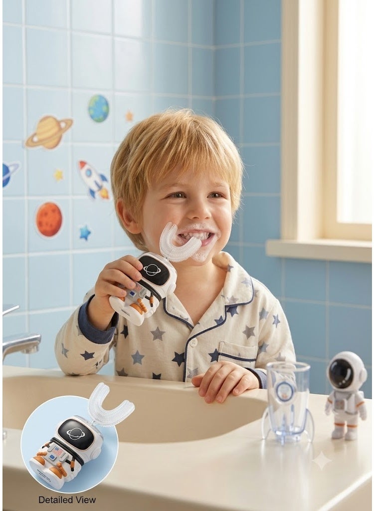 Kids U Shaped Ultrasonic Electric Toothbrush, 4 Replacement Brush Heads, 6 Cleaning Modes, Cartoon Design for Kids Ages 2-15 - Image 5