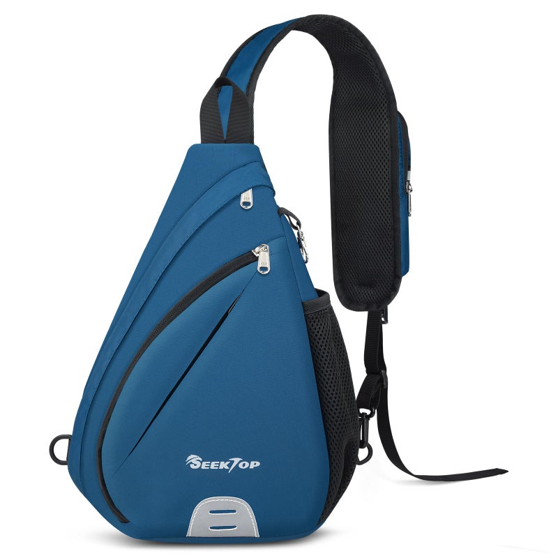Seektop Crossbody Bag Anti-Theft RFID Blocking Waterproof 400D Nylon Lightweight Small Sling Backpack Shoulder Bags Chest Pack Cross Body Bag for Travel Hiking Outdoor Men Women Blue - Image 1