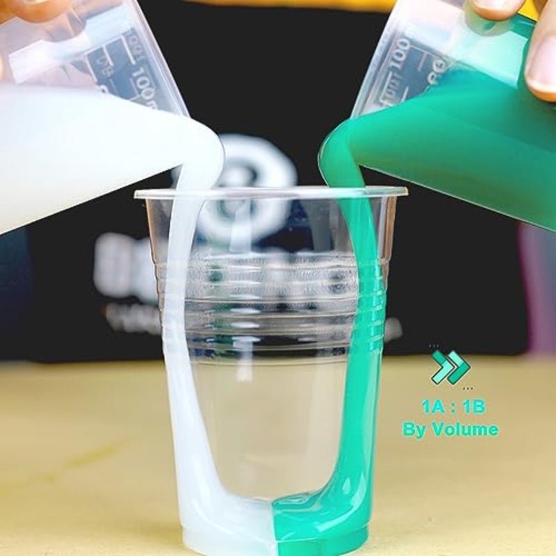 مجموعة صنع قوالب السيليكون فائقة المرونة لصب قوالب الطعام ثلاثية الأبعاد، مطاط السيليكون البلاتيني الأخضر اليشم، خلط حجم 1:1، تفريغ ذاتي، معالجة سريعة لمدة 3 ساعات، مثالية للراتنج/الجص/الشمع/المجوهرات - Image 2