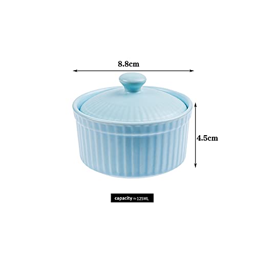 KisSealed 4 oz Ramekins, Porcelain Ramekin with Lid, Set of 5 Assorted Colors Ramekin Bowls, Ramekins for Creme Brulee Oven Safe, Dishwasher Safe - Image 3