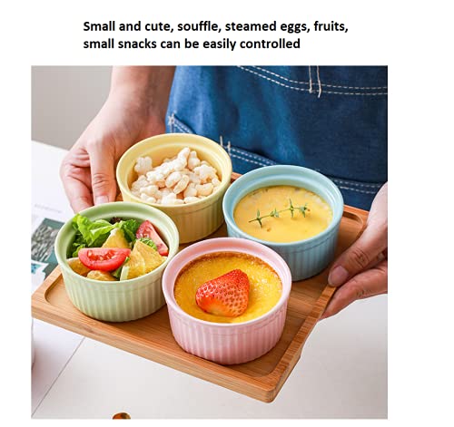 KisSealed 4 oz Ramekins, Porcelain Ramekin with Lid, Set of 5 Assorted Colors Ramekin Bowls, Ramekins for Creme Brulee Oven Safe, Dishwasher Safe - Image 4