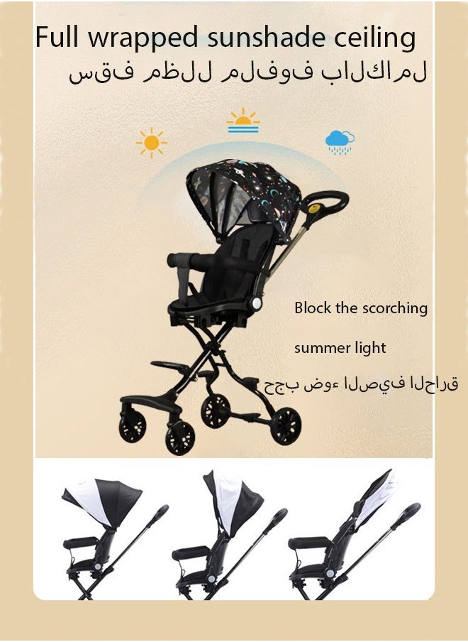 آيسيورا - عربة أطفال عربة سفر عربة أطفال صغار مقعد عربة أطفال مع مظلة شمس يمكن الجلوس أو الاستلقاء عجلات مقاومة للتآكل خفيفة الوزن قابلة للطي - Image 1