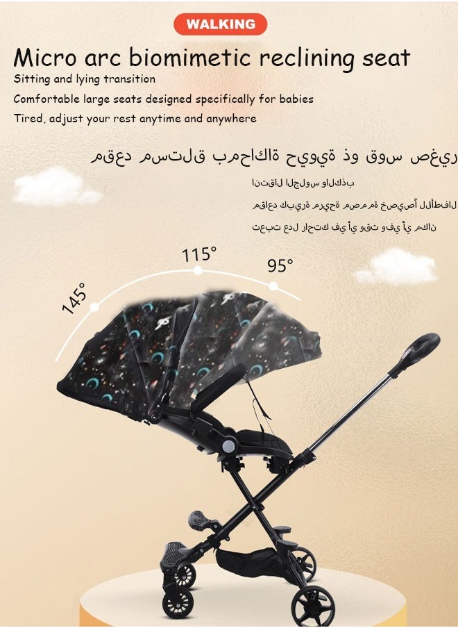 آيسيورا - عربة أطفال عربة سفر عربة أطفال صغار مقعد عربة أطفال مع مظلة شمس يمكن الجلوس أو الاستلقاء عجلات مقاومة للتآكل خفيفة الوزن قابلة للطي - Image 1