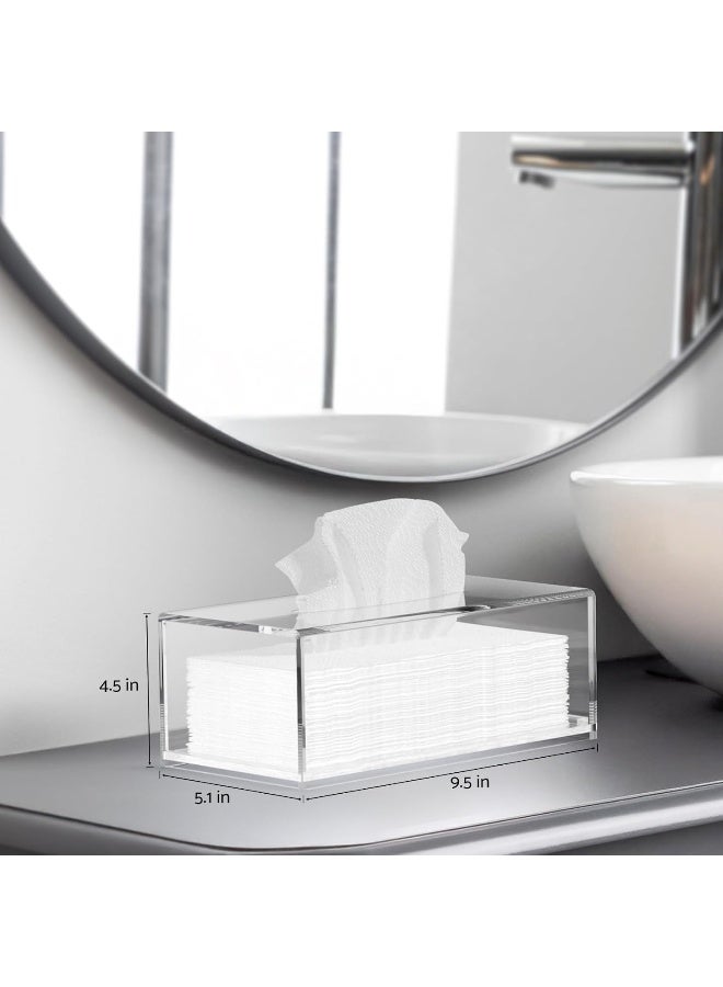 TPGP Acrylic Tissue Box Cover Clear Tissue Holder Napkin Dispenser For Home Office Restaurant  - Image 3