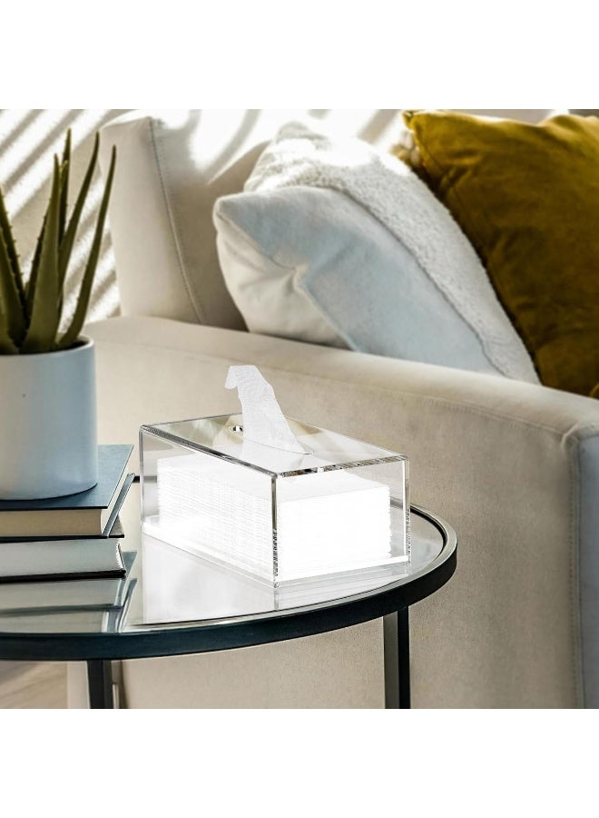 TPGP Acrylic Tissue Box Cover Clear Tissue Holder Napkin Dispenser For Home Office Restaurant  - Image 2