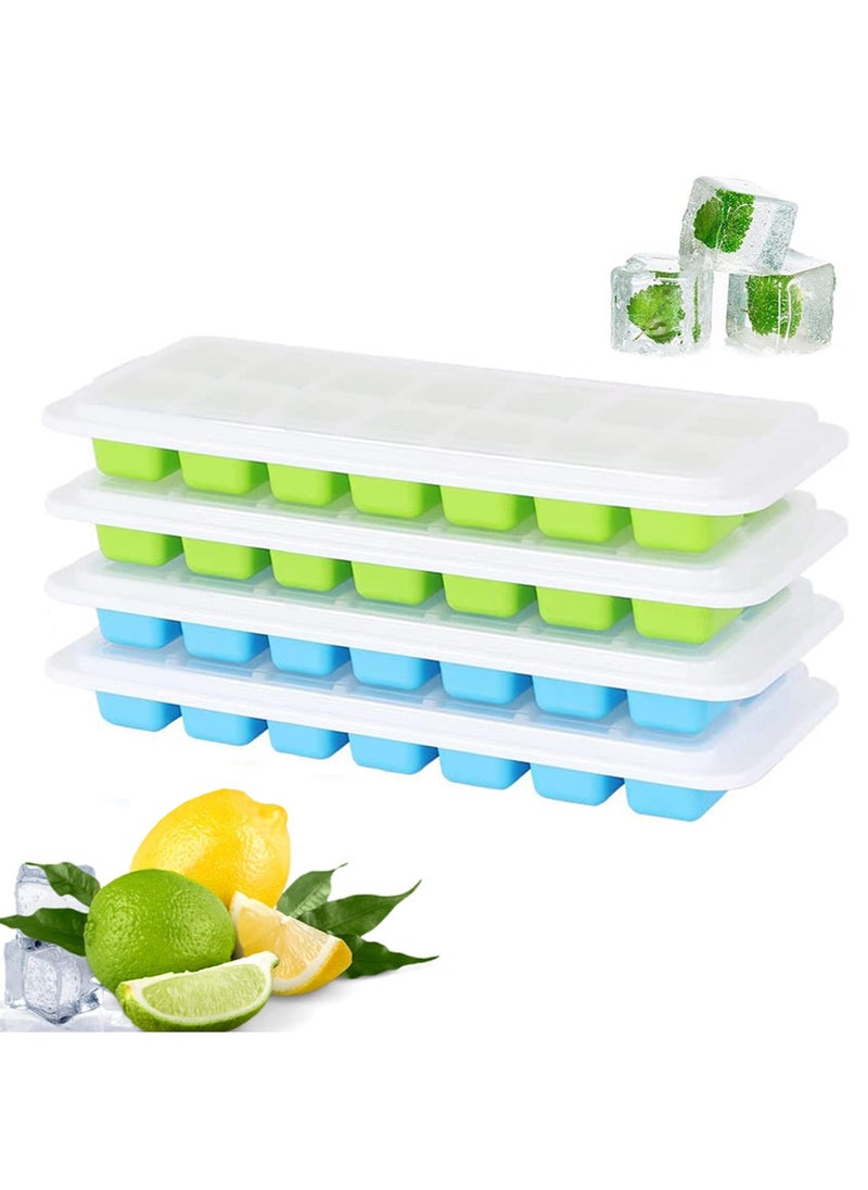 Generic - Ice Cube Trays, Silicone Easy Release and Flexible 14 Ice Trays with Spill-Resistant Removable Lid, BPA Free, Durable and Dishwasher Safe, 4 Pack - Image 1
