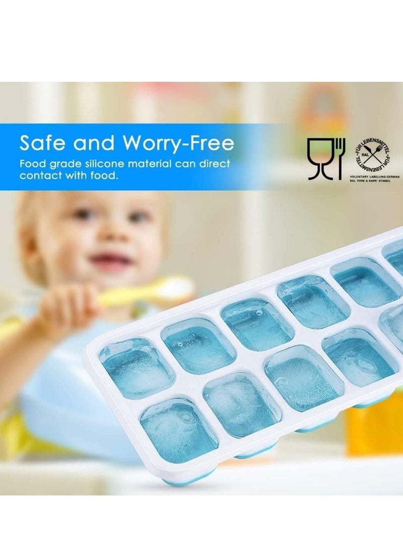 Generic - Ice Cube Trays, Silicone Easy Release and Flexible 14 Ice Trays with Spill-Resistant Removable Lid, BPA Free, Durable and Dishwasher Safe, 4 Pack - Image 1