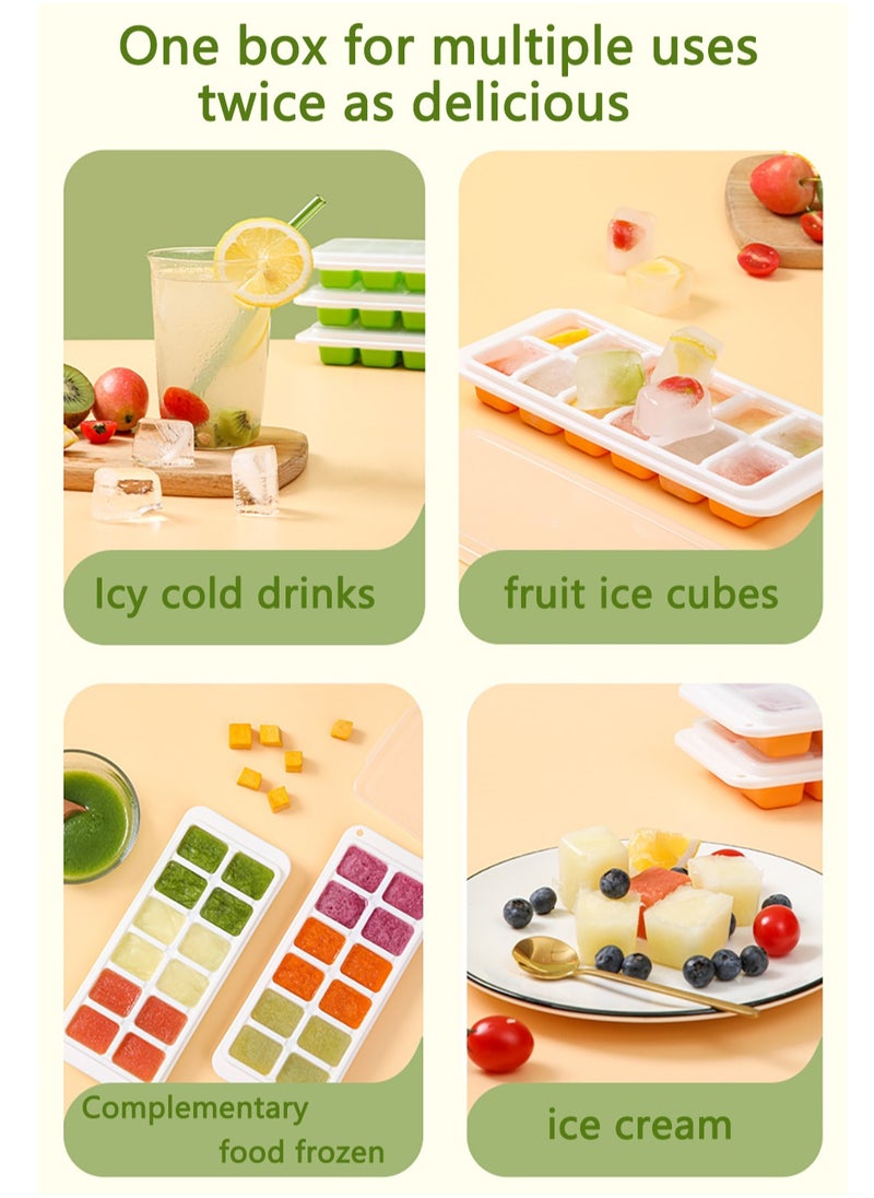 Generic - Ice Cube Trays, Silicone Easy Release and Flexible 14 Ice Trays with Spill-Resistant Removable Lid, BPA Free, Durable and Dishwasher Safe, 4 Pack - Image 1