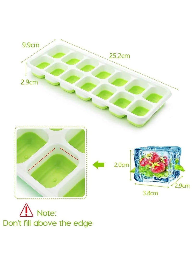 Generic - Ice Cube Trays, Silicone Easy Release and Flexible 14 Ice Trays with Spill-Resistant Removable Lid, BPA Free, Durable and Dishwasher Safe, 4 Pack - Image 1