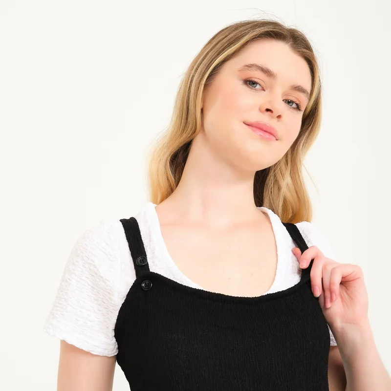 باربورا Straped Large Pocket Detailed Women's Overalls BT238SIYAHA1A